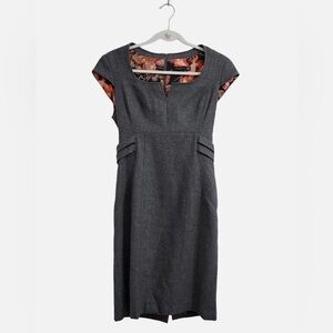 Ted Baker Langley Collection Gray Wool Cap-Sleeve Midi Dress